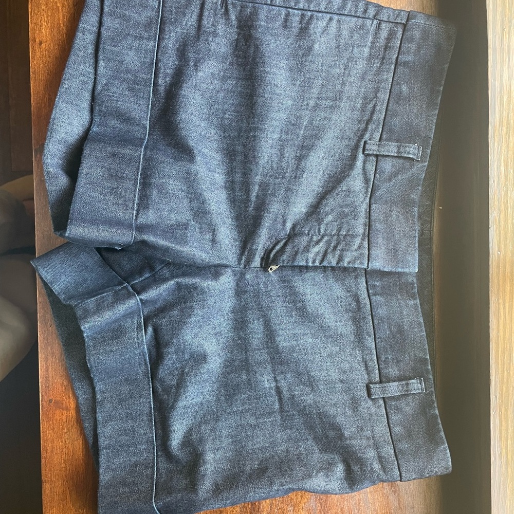 Dark Wash Denim Trouser Shorts – Low-Rise, 4” Inseam (Size 6)